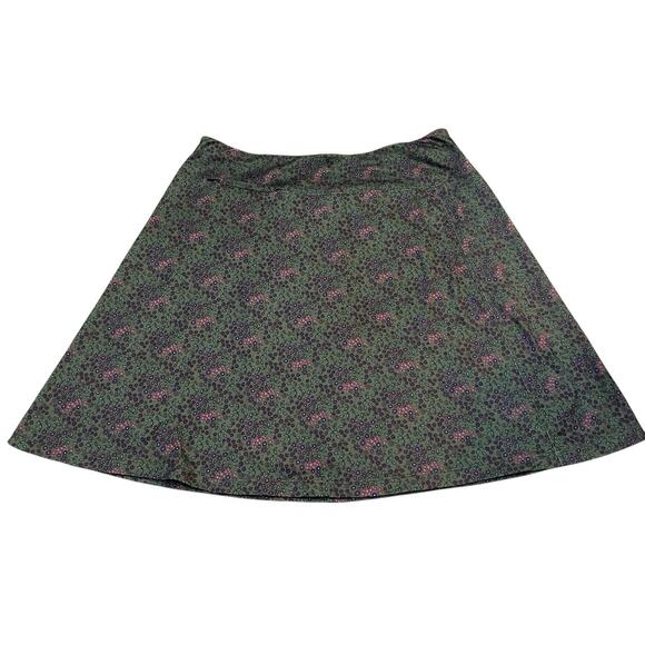REI Floral Print Mini Skirt Medium A-line Stretchy Knit Casual Zip Pocket Green - Picture 1 of 6